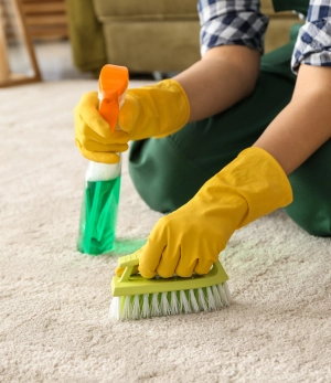 man cleaning carpet