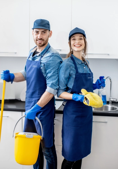 Male and female cleaners