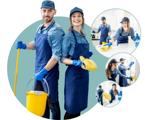 Cleaning team collage